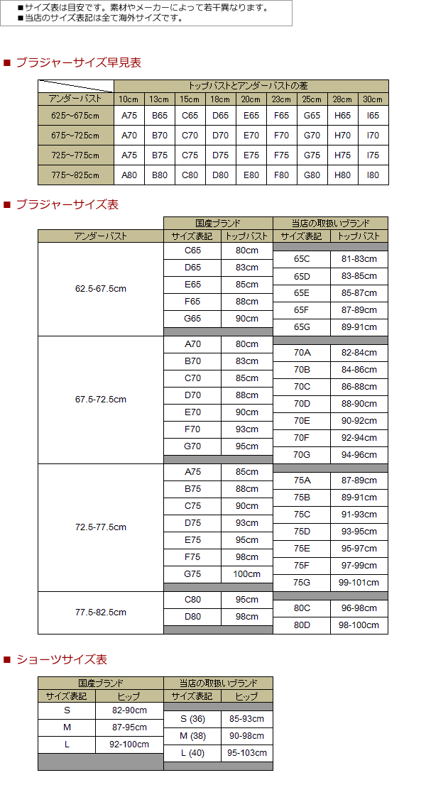 サイズ表