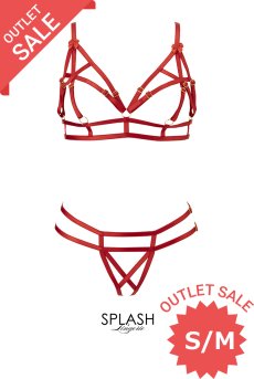 画像1: 【70%OFF】アウトレットSALE｜S/M｜S/Mサイズ｜NYX harness  | ハーネス・ブラ＆Tバックセット・オープンバスト・オープンクロッチ・ストラップ風・レッド | Anais アナイス センシュアルランジェリー【即日発送・サイズ交換NG・クーポン適用対象外・メール便対象】セクシーランジェリー   (1)