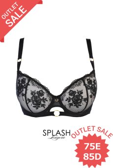 画像1: 【80%OFF】アウトレットSALE｜75E,85D｜V-11041｜ 一枚レースブラ・パッドなし・ ブラック｜Axami アクサミ【サイズ交換NG・クーポン適用対象外・メール便対象】輸入下着・高級ランジェリー  (1)