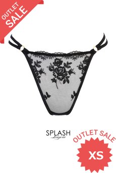 画像1: 【30%OFF】アウトレットSALE｜XS｜V-11048｜タンガ(Tバック)・ ブラック｜Axami アクサミ【サイズ交換NG・クーポン適用対象外・メール便対象】 輸入下着・高級ランジェリー  (1)