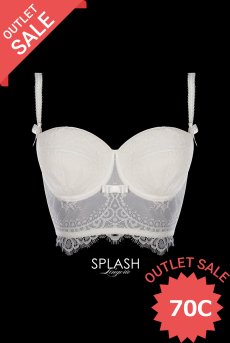 画像1: 【70%OFF】アウトレットSALE｜70C｜ロングブラジャー【クリーム・オフホワイト】（ワイヤー入り・アイラッシュレース） 【送料無料】輸入下着・高級ランジェリー 《V-6941》 (1)