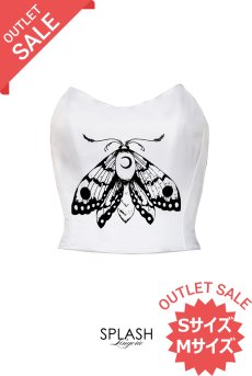 画像1: 【70%OFF】アウトレットSALE｜SM｜Moon-Butterfly-Corset  | コルセット・ホワイト・バタフライプリント・サテン・シルク混 | LA MUSA ラミューザ| ラミューザ LA MUSA 輸入下着・ 高級ランジェリー  （在庫限り） (1)