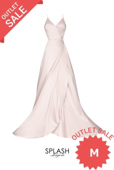 画像1: 【80%OFF】アウトレットSALE｜M｜Sunrise-Sky-Dress  | ラップタイプのロングドレス・ピンクベージュ・サテン| LA MUSA ラミューザ| ラミューザ LA MUSA 輸入下着・ 高級ランジェリー  （在庫限り） (1)