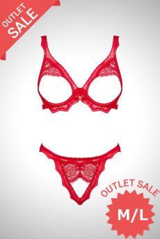 画像1: 【50%OFF】アウトレットSALE｜M/L ｜Bergamore set | ブラ＆ショーツ2点セット・ワイヤーあり・レッド・レース   | 高級Sexyランジェリー Obsessive【即日発送・サイズ交換NG・クーポン適用対象外・メール便対象】輸入下着・ランジェリー   (1)