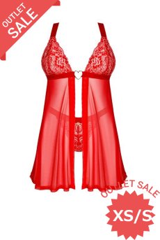 画像1: 【20%OFF】アウトレットSALE｜XS/S ｜在庫限り｜Elianes babydoll | ベビードール＆タンガ・レッド| obsessive 高級Sexyランジェリー【即日発送・サイズ交換NG・クーポン適用対象外・メール便対象】輸入下着・ランジェリー  （再入荷なし) (1)