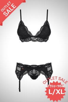 画像1: 【30%OFF】アウトレットSALE｜L/XL ｜810 SEG 1 black | ブラレット＆Tバック2点セット・ノンパテッドブラ・ソフトカップ・ノンワイヤー・ブラック   | 高級Sexyランジェリー Obsessive【即日発送・サイズ交換NG・クーポン適用対象外・メール便対象】輸入下着・ランジェリー   (1)