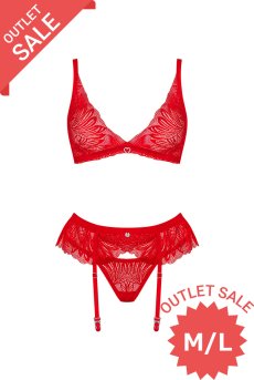 画像1: 【20%OFF】アウトレットSALE｜M/L ｜Chilisa 3-pcs set｜ブラ＆ガーターベルト＆タンガ3点セット（ワイヤーなし・レース・シースルー・レッド） | Obsessive 高級Sexyランジェリー【即日発送・サイズ交換NG・クーポン適用対象外・メール便対象】輸入下着・ランジェリー   (1)