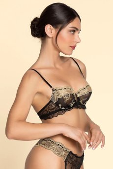 画像5: ACJ3013-NE｜Linge J13｜3/4パットなしブラ ブラック × ゴールド｜Lise Charmel リズシャルメル【サイズ交換NG】【クーポン対象外】輸入下着・高級ランジェリー  (5)