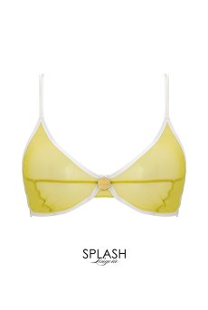 画像1: color drop Bra yellow green | ノンワイヤーブラ ・ノンパテッドブラ・イエロー | LingerieArt ランジェリーアート【サイズ交換NG】  高級ランジェリー   (1)