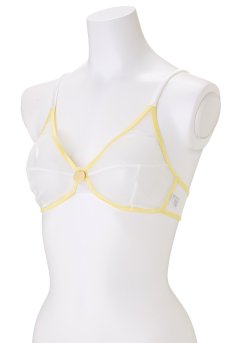 画像8: color drop Bra white | ノンワイヤーブラ ・ノンパテッドブラ・ホワイト×イエロー | LingerieArt ランジェリーアート【サイズ交換NG】  高級ランジェリー   (8)