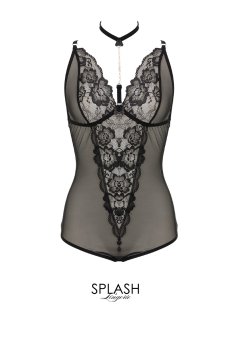 画像1: CASSIA body  | Y字チョーカー付きオープンクロッチ・テディ・チョーカー取り外しOK・ブラック | Anais アナイス センシュアルランジェリー【即日発送・サイズ交換NG】セクシーランジェリー   (1)