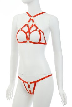 画像9: BUFFY harness  | チョーカー風ハーネス・ブラ＆Tバックセット・オープンバスト・オープンクロッチ・タンガ・レッド | Anais アナイス センシュアルランジェリー【即日発送・サイズ交換NG】セクシーランジェリー   (9)