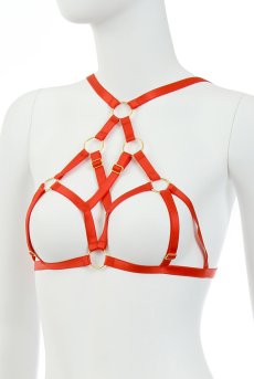 画像11: BUFFY harness  | チョーカー風ハーネス・ブラ＆Tバックセット・オープンバスト・オープンクロッチ・タンガ・レッド | Anais アナイス センシュアルランジェリー【即日発送・サイズ交換NG】セクシーランジェリー   (11)