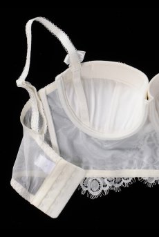 画像18: 【70%OFF】アウトレットSALE｜70C｜ロングブラジャー【クリーム・オフホワイト】（ワイヤー入り・アイラッシュレース） 【送料無料】輸入下着・高級ランジェリー 《V-6941》 (18)