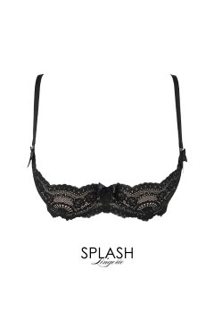 V-9861｜オープンバストブラジャー・シェルフブラ・1/4カップ・ベージュ×ブラック｜AxamiSexy アクサミセクシー｜輸入下着・高級ランジェリー 