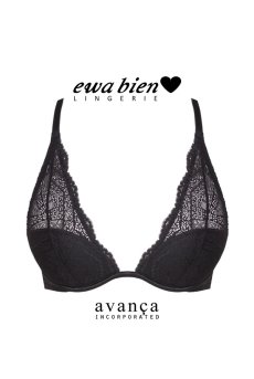 画像1: 在庫限り｜80Bサイズ｜DELICE-black-B218 | パデッドブラ・パッド無し・2wayストラップ・レーサーバック・黒 | ewabien エヴァビアン【サイズ交換NG】輸入下着・高級ランジェリー（再入荷なし）  (1)