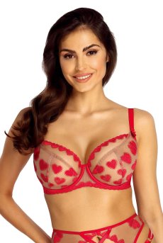 画像3: 在庫限り｜70Dサイズ｜SENTO-red-B161 | 一枚レースブラ・ノンパテッドブラ・バルコネット・ハート柄 | ewabien エヴァビアン【サイズ交換NG】輸入下着・高級ランジェリー  (3)