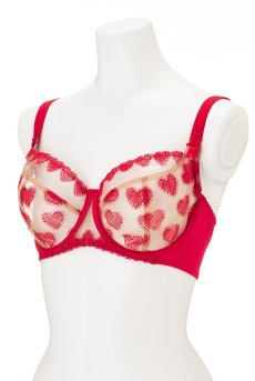 画像8: 在庫限り｜70Dサイズ｜SENTO-red-B161 | 一枚レースブラ・ノンパテッドブラ・バルコネット・ハート柄 | ewabien エヴァビアン【サイズ交換NG】輸入下着・高級ランジェリー  (8)