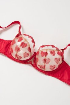 画像10: 在庫限り｜70Dサイズ｜SENTO-red-B161 | 一枚レースブラ・ノンパテッドブラ・バルコネット・ハート柄 | ewabien エヴァビアン【サイズ交換NG】輸入下着・高級ランジェリー  (10)