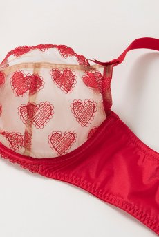 画像11: 在庫限り｜70Dサイズ｜SENTO-red-B161 | 一枚レースブラ・ノンパテッドブラ・バルコネット・ハート柄 | ewabien エヴァビアン【サイズ交換NG】輸入下着・高級ランジェリー  (11)