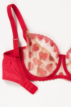 画像13: 在庫限り｜70Dサイズ｜SENTO-red-B161 | 一枚レースブラ・ノンパテッドブラ・バルコネット・ハート柄 | ewabien エヴァビアン【サイズ交換NG】輸入下着・高級ランジェリー  (13)