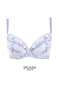 画像1: 在庫限り｜75Eサイズ｜SANSA-white-blue-B214 | 3/4カップ・ワイヤーブラ・グラマー向け・すっぴん美乳ブラ｜ ewabien エヴァビアン| 輸入下着・高級ランジェリー (1)