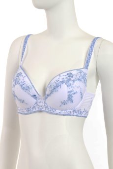 画像8: 在庫限り｜75Eサイズ｜SANSA-white-blue-B214 | 3/4カップ・ワイヤーブラ・グラマー向け・すっぴん美乳ブラ｜ ewabien エヴァビアン| 輸入下着・高級ランジェリー (8)