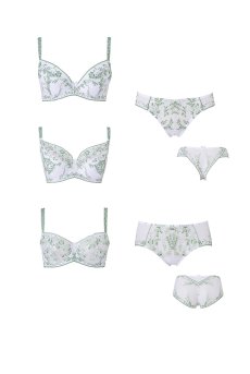 画像18: 在庫限り｜75Eサイズ｜SANSA-white-green-B214 | 3/4カップ・ワイヤーブラ・グラマー向け・すっぴん美乳ブラ｜ ewabien エヴァビアン| 輸入下着・高級ランジェリー (18)