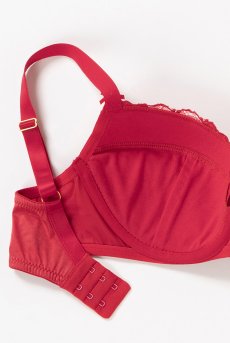 画像14: 【50%OFF】AISHA-red-B214 | グラマー向けすっぴん美乳ブラ・ストラップ太め・バストサロン推奨・プランジブラ・B〜Hカップ・レッド | ewabien エヴァビアン【サイズ交換NG】輸入下着・高級ランジェリー (再入荷なし) (14)