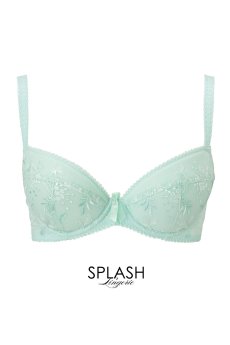 画像1: サイズ限定｜75B.75D【50%OFF】NADEEN-mint-B214 | グラマー向けすっぴん美乳ブラ・ストラップ太め・バストサロン推奨・プランジブラ・B〜Hカップ・ミント・ライトグリーン | ewabien エヴァビアン| 輸入下着・高級ランジェリー  (1)