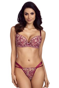 画像7: TRESOR maroon B214 | グラマー向けすっぴん美乳ブラ・ストラップ太め・バストサロン推奨・プランジブラ・B〜Hカップ・赤×ベージュ | ewabien エヴァビアン| 輸入下着・高級ランジェリー  (7)