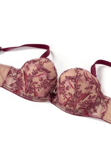 画像11: TRESOR maroon B214 | グラマー向けすっぴん美乳ブラ・ストラップ太め・バストサロン推奨・プランジブラ・B〜Hカップ・赤×ベージュ | ewabien エヴァビアン| 輸入下着・高級ランジェリー  (11)