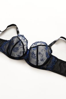 画像9: 在庫限り｜70Dサイズ｜KIRA black-sapphire B161 | フルカップ・パッドなし・ワイヤーブラ・一枚レース・大きいサイズ・ブラック×ブルー | ewabien エヴァビアン| 輸入下着・高級ランジェリー  (9)