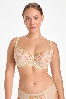 画像2: KARMELA gold B161 | フルカップ・パッドなし・ワイヤーブラ・一枚レース・大きいサイズ・ゴールド | ewabien エヴァビアン| 輸入下着・高級ランジェリー  (2)
