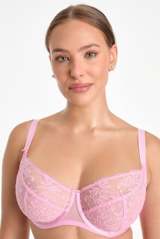 画像2: FIORA pink B161 | フルカップ・パッドなし・ワイヤーブラ・一枚レース・大きいサイズ・ピンク | ewabien エヴァビアン| 輸入下着・高級ランジェリー  (2)
