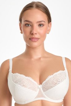 画像2: RINA cream B150 | フルカップ・ワイヤーブラ・セミソフトブラ・大きいサイズ・ホワイト| ewabien エヴァビアン| 輸入下着・高級ランジェリー  (2)
