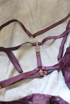 画像16: MARIBEL cherry-HN |ボディハーネス・バイオレット | ewabien エヴァビアン【サイズ交換NG・メール便対象】輸入下着・高級ランジェリー  (16)