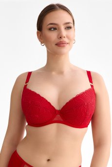 画像2: HARPER-red-B214 | 3/4カップ・ワイヤーブラ・グラマー向け・レッド| ewabien エヴァビアン【サイズ交換OK】 輸入下着・高級ランジェリー  (2)