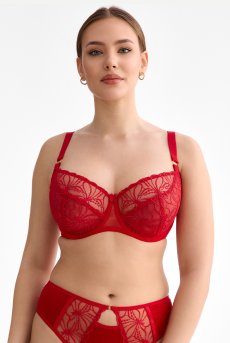 画像2: HARPER red B161 | フルカップブラ・パッドなし・ワイヤーブラ・一枚レース・大きいサイズ・レッド | ewabien エヴァビアン【サイズ交換OK・メール便対象】 輸入下着・高級ランジェリー  (2)