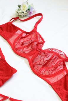 画像16: HARPER red B161 | フルカップブラ・パッドなし・ワイヤーブラ・一枚レース・大きいサイズ・レッド | ewabien エヴァビアン【サイズ交換OK・メール便対象】 輸入下着・高級ランジェリー  (16)