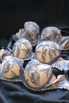 画像15: PALMER blue B214 | 3/4カップ・ワイヤーブラ・グラマー向け・すっぴん美乳ブラ・ブルー×ベージュ| ewabien エヴァビアン【サイズ交換OK】 輸入下着・高級ランジェリー  (15)