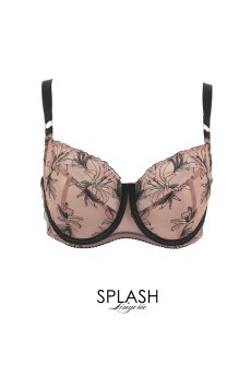 画像1: SALMA beige B161 | フルカップ・パッドなし・ワイヤーブラ・一枚レース・大きいサイズ・ベージュ | ewabien エヴァビアン【サイズ交換OK・メール便対象】 輸入下着・高級ランジェリー  (1)