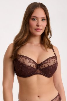 画像1: KIRA chocolate B150 | フルカップブラ・透けないタイプ・セミソフト・大きいサイズ・ベージュ| ewabien エヴァビアン【サイズ交換OK】 輸入下着・高級ランジェリー  (1)