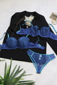 画像13: NURIA blue B214 | 3/4カップ・ワイヤーブラ・グラマー向け・ブルー| ewabien エヴァビアン【サイズ交換OK】 輸入下着・高級ランジェリー  (13)