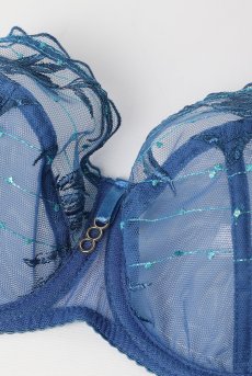 画像9: NURIA blue B161 | フルカップブラ・パッドなし・ワイヤーブラ・一枚レース・大きいサイズ・ブルー | ewabien エヴァビアン【サイズ交換OK・メール便対象】 輸入下着・高級ランジェリー  (9)