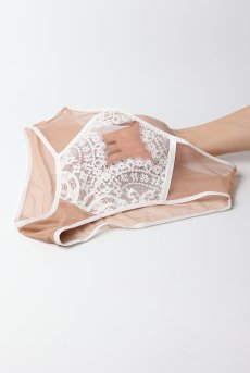 画像13: LAILA beige C125 | ハイウエストショーツ・シースルー・ベージュ  | ewabien エヴァビアン【サイズ交換NG・メール便対象】輸入下着・高級ランジェリー  (13)