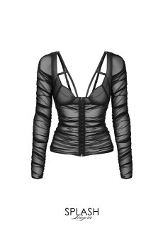 画像1: Artemine-Long-sleeve |ブラウス（ワイヤーあり・シースルー・ブラック） | Exquisite 高級ランジェリー【即日発送・サイズ交換NG】※輸入下着・ランジェリー   (1)