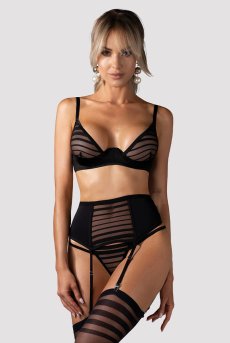 画像3: 【10%OFF】Lune-Bellis-bra | ブラジャー（ワイヤーあり・シースルー・ストライプ・ブラック）｜Exquisite 高級ランジェリー【即日発送・サイズ交換OK・メール便対象】輸入下着・ランジェリー    (3)