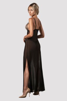 画像7: 【10%OFF】Vila-Blanes-chemise |スリップドレス＆タンガ（ワイヤーなし・シースルー・ボタニカル刺繍・ブラック×ベージュ） | Exquisite 高級ランジェリー【即日発送・サイズ交換NG】※輸入下着・ランジェリー   (7)