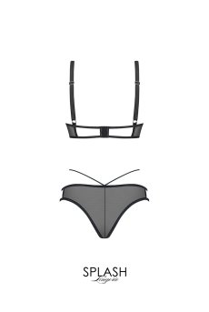 画像2: Vila Blanes 2-pcs set | ブラ&タンガ 2点セット（ワイヤーあり・シースルー・ボタニカル刺繍・ブラック×ベージュ）｜Exquisite 高級ランジェリー【即日発送・サイズ交換OK・メール便対象】輸入下着・ランジェリー    (2)